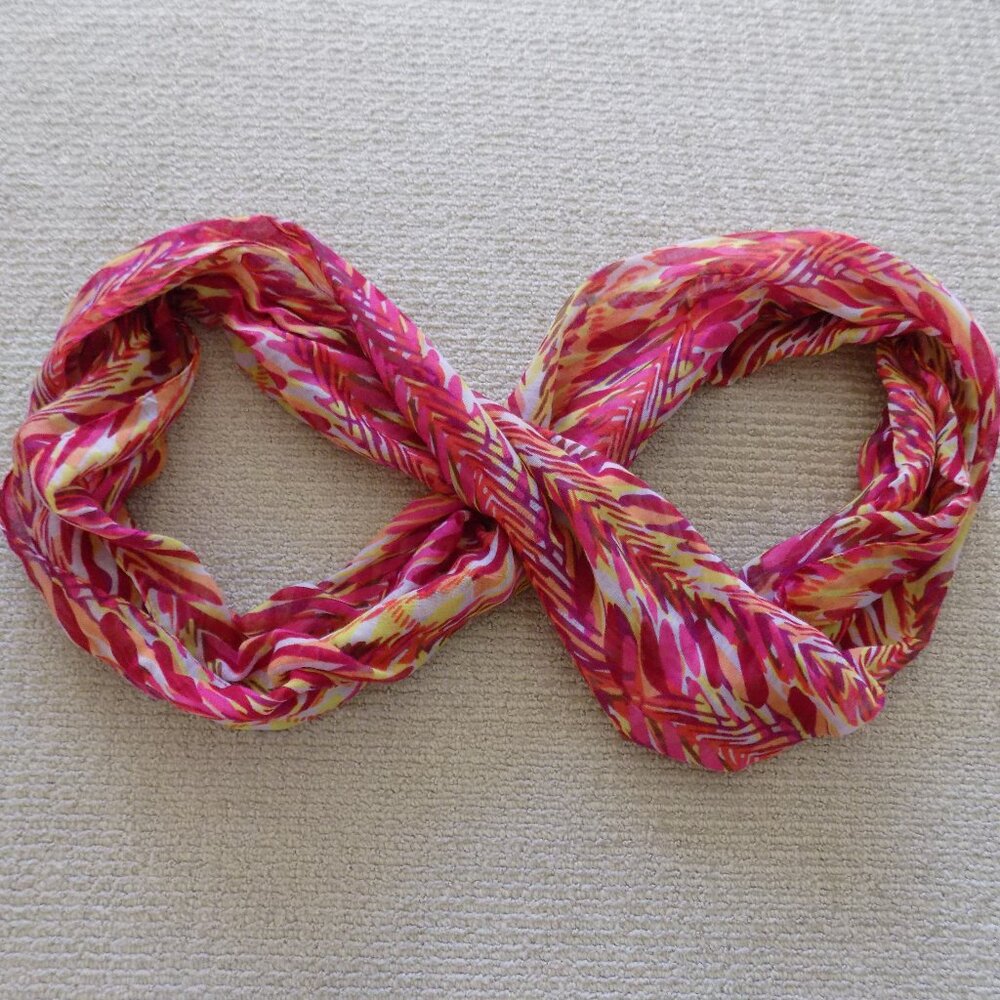 womens light infinity pink orange yellow patterned scarf wrap